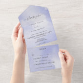 モダンミニマルPeriwinkle Water Color No Dinner オールインワン招待状 (貼ってはがせる)