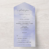 モダンミニマルPeriwinkle Water Color No Dinner オールインワン招待状 (内側)