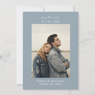 モダンミニマルPhoto Dusty Blue 結婚's セーブザデート