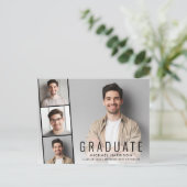 モダンミニマルPhoto Strip卒業式パーティー インビテーションポストカード (スタンド正面)