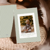 モダンミニマルPinstripe Christmas Family Photo シーズンカード