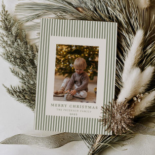 モダンミニマルPinstripe Christmas Family Photo シーズンカード