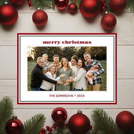 モダンミニマルRed縁ど Photo Holiday Card シーズンカード