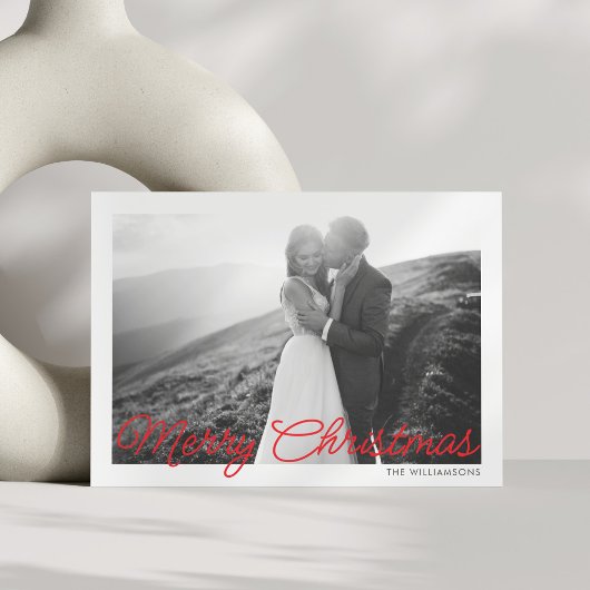 モダンミニマルRed Script Christmas結婚の写真 シーズンカード