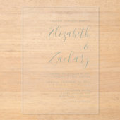 モダンミニマルSage Green結婚 Script アクリル招待状 (正面)