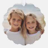 モダンミニマルSage Green – クリスマス3写真 オーナメントカード (正面)