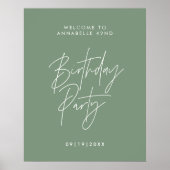 モダンミニマルSage Green Birthday Party decor ポスター (正面)