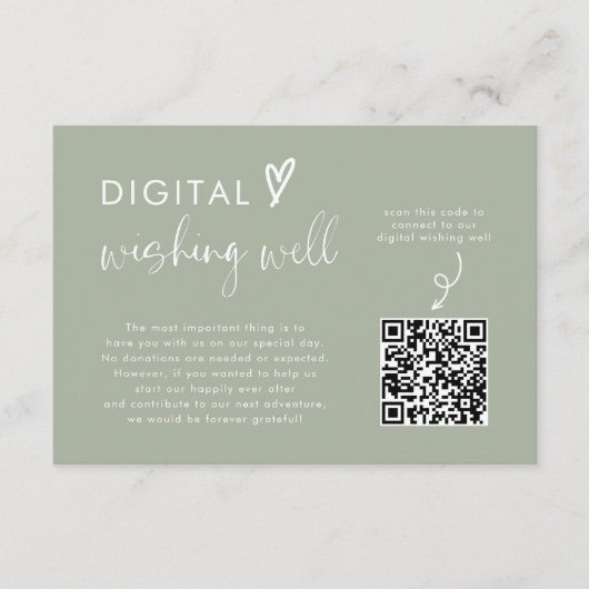 モダンミニマルSage Green Honeymoon Fund QRコード エンクロージャーカード (正面)