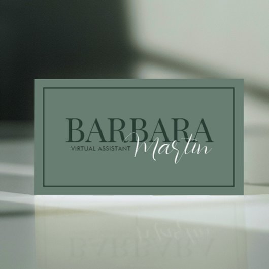 モダンミニマルSage Green QRコード 名刺