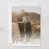 モダンミニマルScript Happy New Year Photo Holiday シーズンカード (正面)