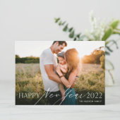 モダンミニマルScript Happy New Year Photo Holiday シーズンカード (スタンド正面)