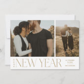 モダンミニマルScript Happy New Year Photo Holiday シーズンカード (正面)