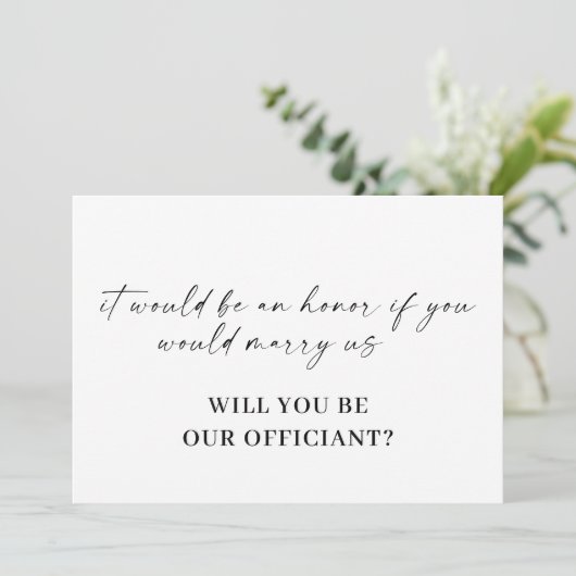 モダンミニマルScript Officiant Proposal Card 招待状 (スタンド正面)