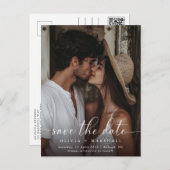 モダンミニマルScript Photoシンプル結婚's 案内ポストカード (正面/裏面)