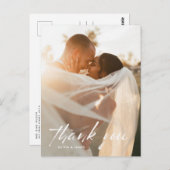 モダンミニマルScript Photo結婚's Thank You ポストカード (正面/裏面)