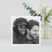 モダンミニマルScript Photo Budget 結婚 Square 招待状 (スタンド正面)