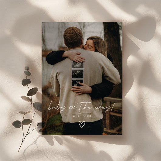 モダンミニマルScript Photo Pregnancy 案内状