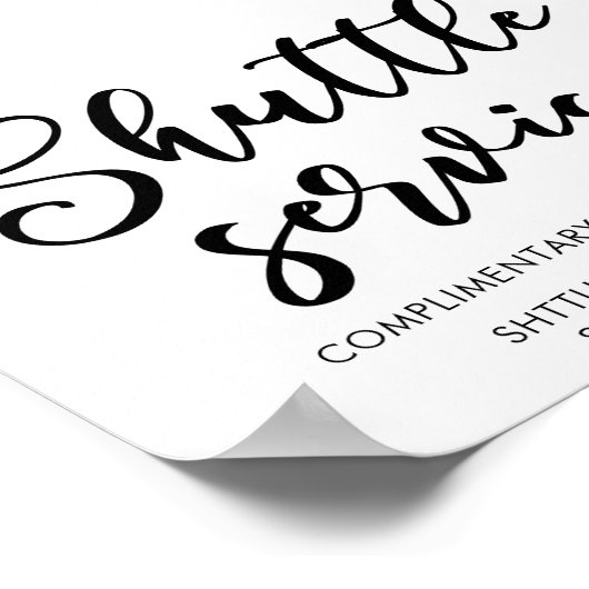 モダンミニマルScript Shuttle Service結婚の標識 ポスター (角)