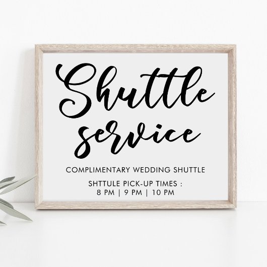 モダンミニマルScript Shuttle Service結婚の標識 ポスター
