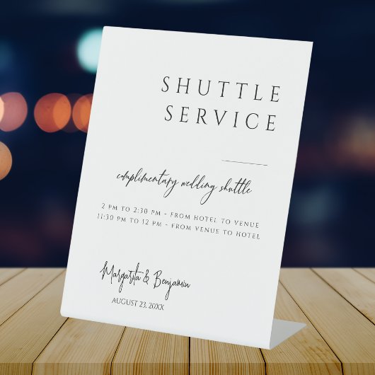 モダンミニマルScript Shuttle Service結婚の標識 台座サイン