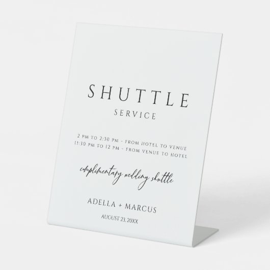モダンミニマルScript Shuttle Service結婚の標識 台座サイン (正面)