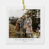 モダンミニマルSnowflake Family Two Photo セラミックオーナメント (正面)