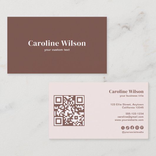モダンミニマルTerracotta QRコードプロフェッショナル 名刺 (正面/裏面)