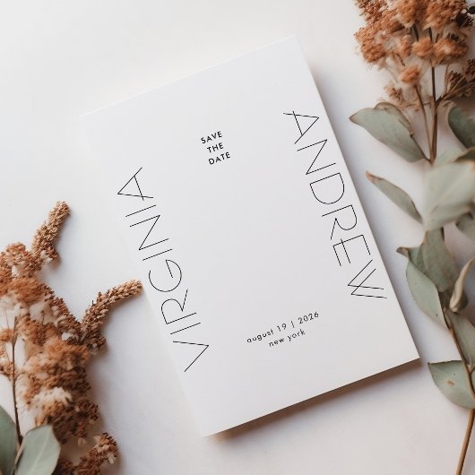 モダンミニマルTyographyのビッグネーム写真 セーブザデート