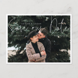 モダンミニマルTypographic Photo日付の保存 案内ポストカード