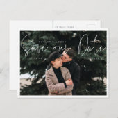 モダンミニマルTypographic Photo日付の保存 案内ポストカード (正面/裏面)