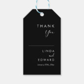 モダンミニマ伝統的リスト結婚ブラック ギフトタグ (正面)