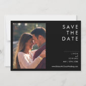 モダンミニマ伝統的リスト結婚ブラック マグネット招待状 (正面)