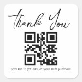モダンミニマ感謝していリストのビジネスqrコード スクエアシール (正面)