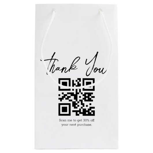 モダンミニマ感謝していリストのビジネスqrコード スモールペーパーバッグ (裏面)