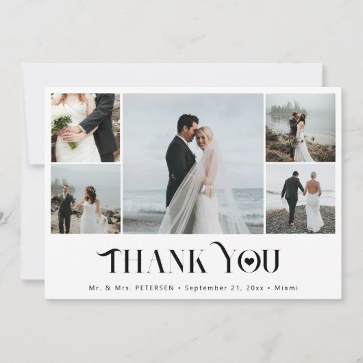 モダンミニマ数々のル写真結婚コラージュ サンキューカード (正面)