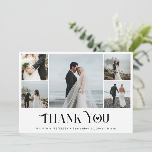 モダンミニマ数々のル写真結婚コラージュ サンキューカード (スタンド正面)
