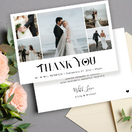 モダンミニマ数々のル写真結婚コラージュ サンキューカード