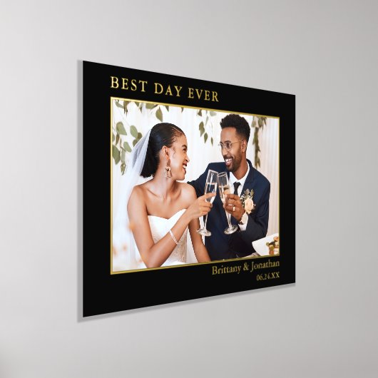 モダンミニマ最高のリストの日結婚の写真金ゴールド 箔ポスター (レイダウン)