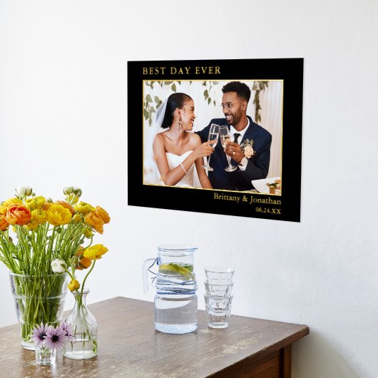 モダンミニマ最高のリストの日結婚の写真金ゴールド 箔ポスター (レイダウン (キッチン))