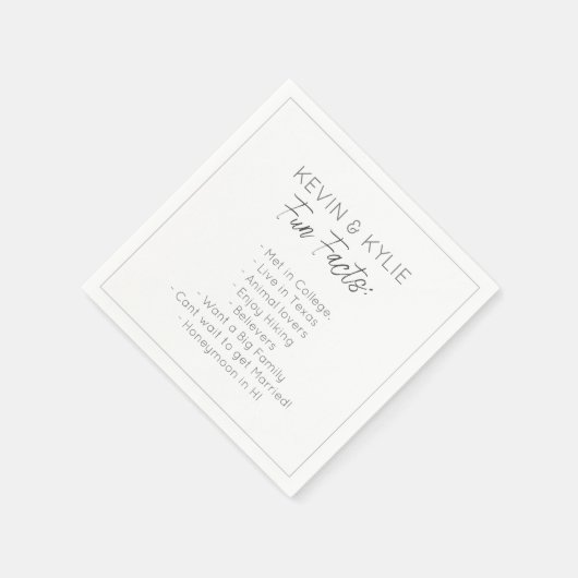 モダンミニマ結婚リストのカップルおもしろい事実 スタンダードカクテルナプキン (角)