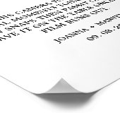 モダンミニマ結婚リストのカメラ看板 ポスター (角)