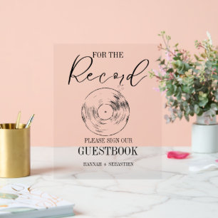 モダンミニマ結婚リストのゲストブックサイン アクリルサイン