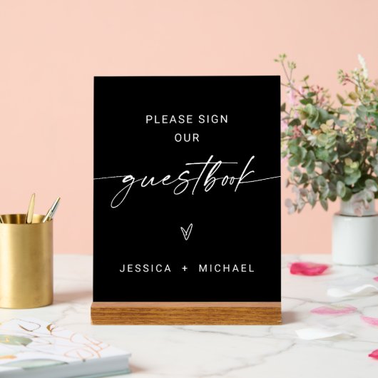 モダンミニマ結婚リストのゲストブック アクリルサイン (ウェディング)