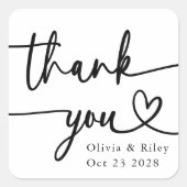 モダンミニマ結婚リストのスクリプトハート スクエアシール (正面)