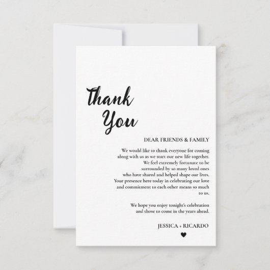 モダンミニマ結婚リストのテーブルサンキューカード サンキューカード (正面)