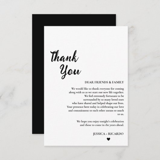 モダンミニマ結婚リストのテーブルサンキューカード サンキューカード (正面/裏面)