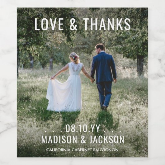 モダンミニマ結婚リストの写真ありカスタム ワインラベル (シングルラベル)