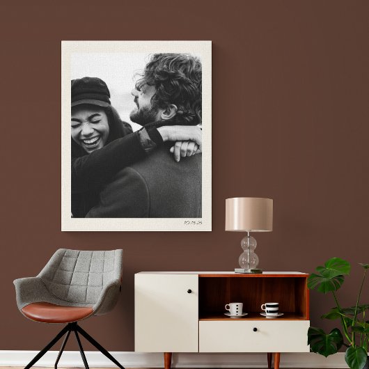 モダンミニマ結婚リストの写真と日付エレガント キャンバスプリント