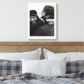 モダンミニマ結婚リストの写真と日付エレガント キャンバスプリント (インサイチュ (寝室))