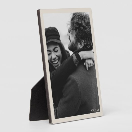 モダンミニマ結婚リストの写真と日付エレガント フォトプラーク (側面)